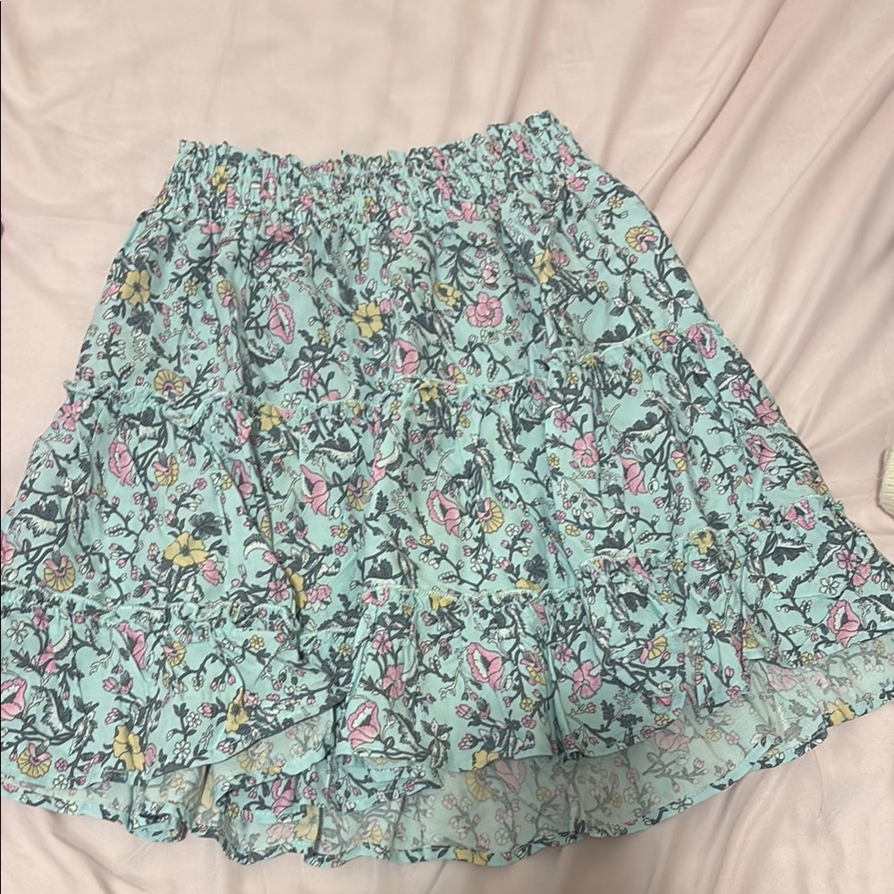 Green and Blue High-Low Skater Skirt